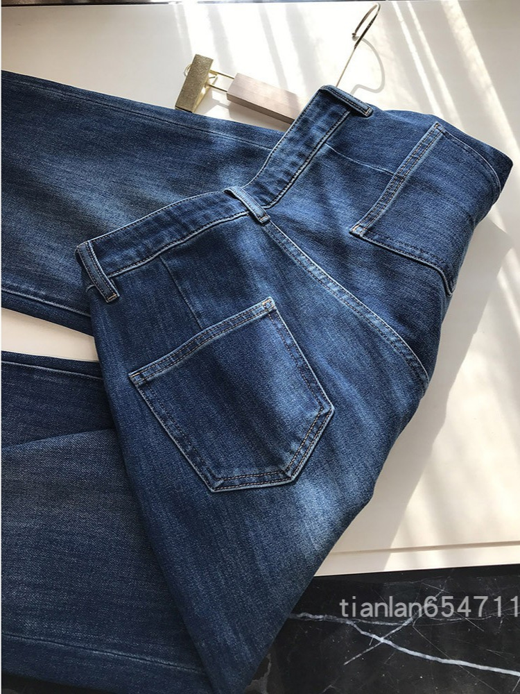 대형 공장의 상품은 정말 좋습니다  높은 허리 경미한 넓은 곡선 거대한 숨기기 고기 청바지 F101802