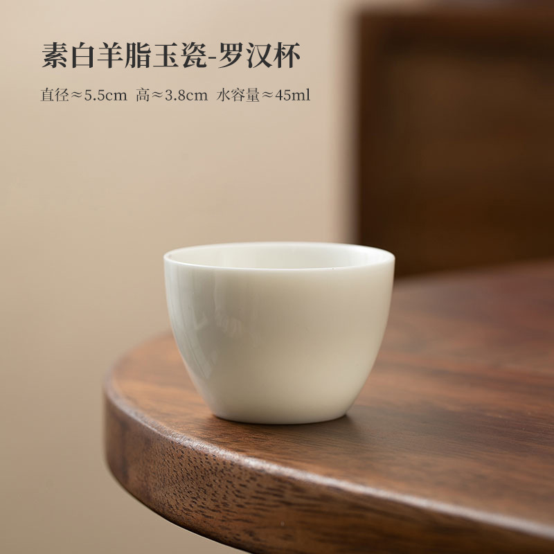 Juego de tazas de té de cerámica de Kung Fu, borde dorado, blanco puro, taza aromática