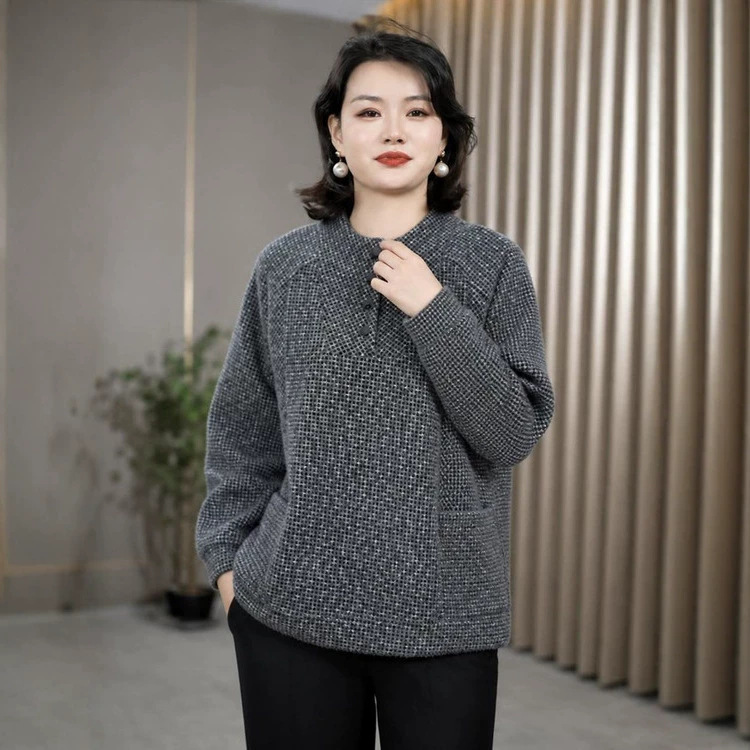 Dropshipping 2026 top, stylish maternity hoodie that makes you look younger and slimmer, thick and warm, loose-fitting base sweater for autumn and winter