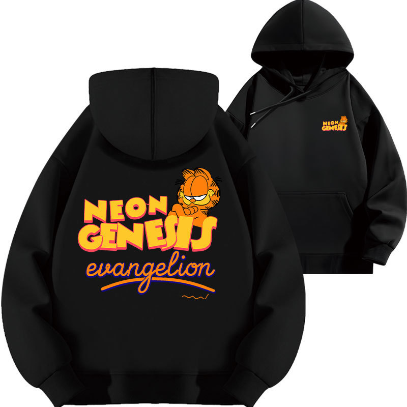 Garfield Japanese Anime Autumn and Winter Hooded Sweatshirt Fleece-Lined Thickeneded Top Loose American Casual Clothes