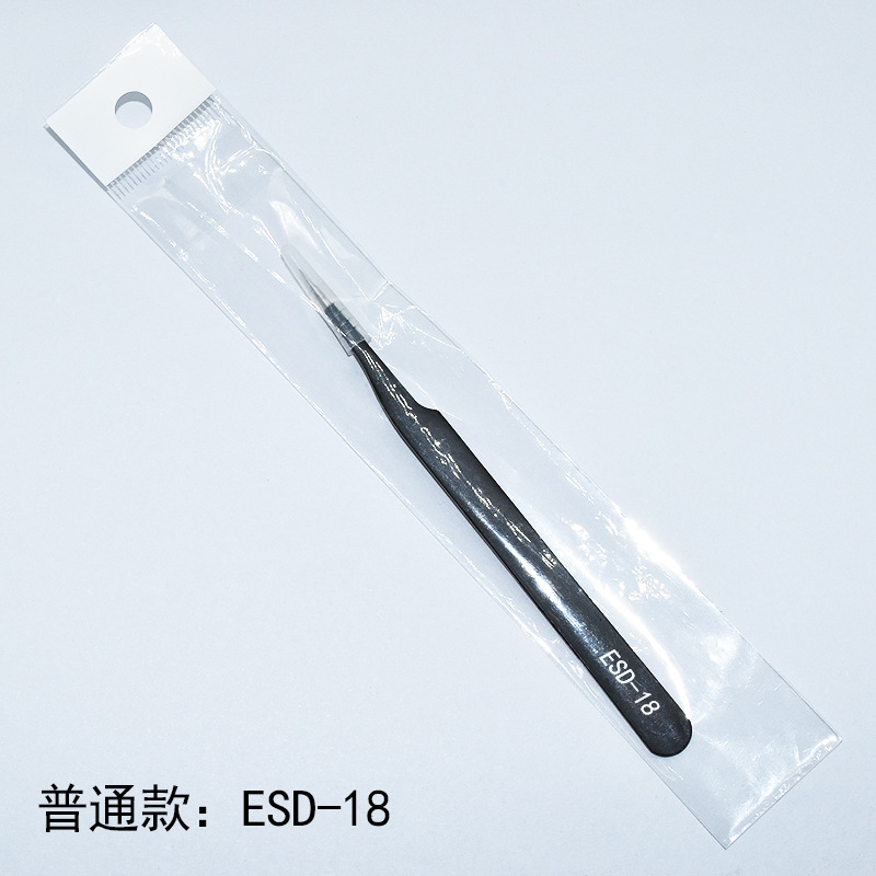 Pinzas de acero inoxidable para manualidades, pinzas puntiagudas para decoración de uñas, pestañas postizas, herramienta antiestática ESD-15 para bisutería.