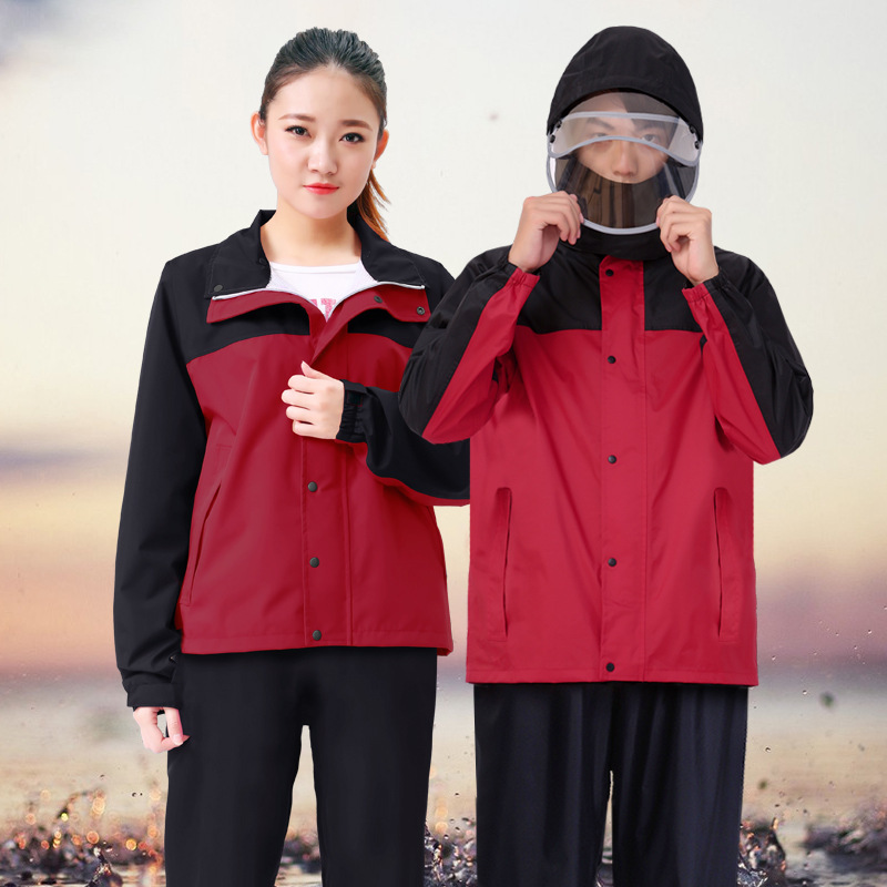 Raincoat and Rain Pants Set, Full-Body Storm-Proof, Thickened Waterproof for Men, Adult Split-Type for Cycling, Delivery, Hiking, Women's Long Rain Poncho