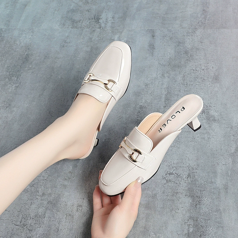 Полушуботинки Женская 2023, новая летняя женская обувь, ленивые полутапочки, французская обувь Мюллера, сандалии Baotou с квадратным носком