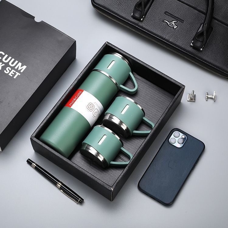 Taza termo Juego de una taza y tres cubiertas Taza de agua caliente de comercio exterior Regalo de empresa a granel Taza publicitaria de la empresa Logotipo personalizado image 9