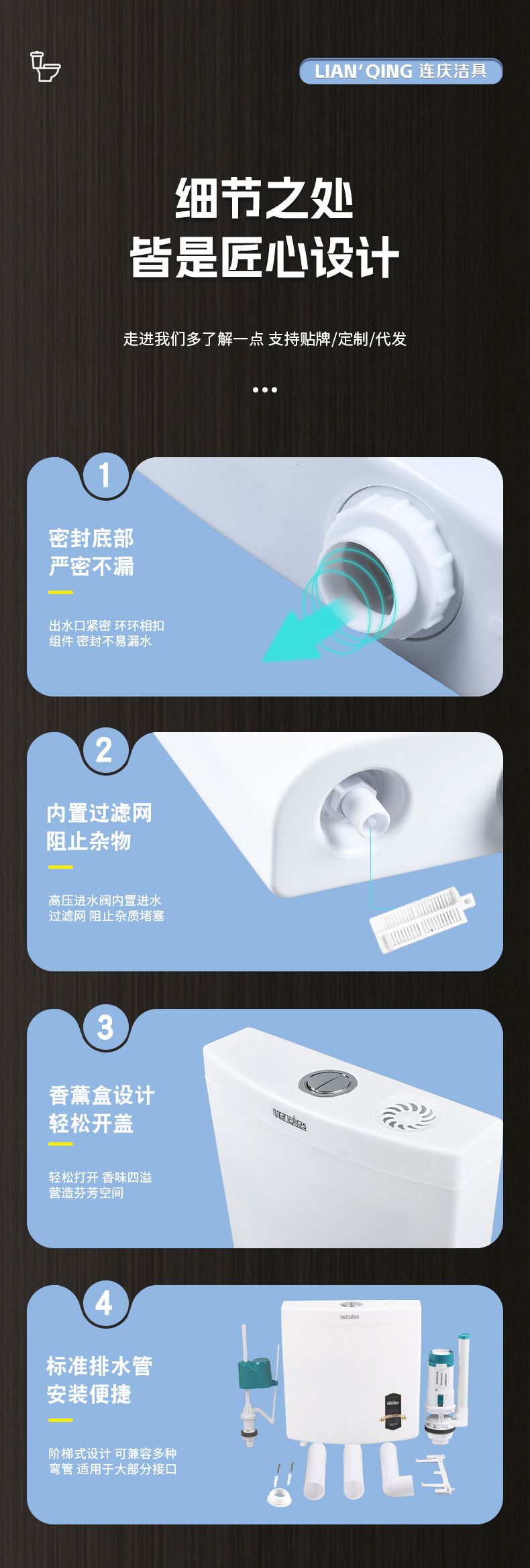 Supply toilet water tanks, toilet flushing tanks, bathroom squat toilets, squat toilet water tanks, thickened wall-mounted toilet water tanks undefined