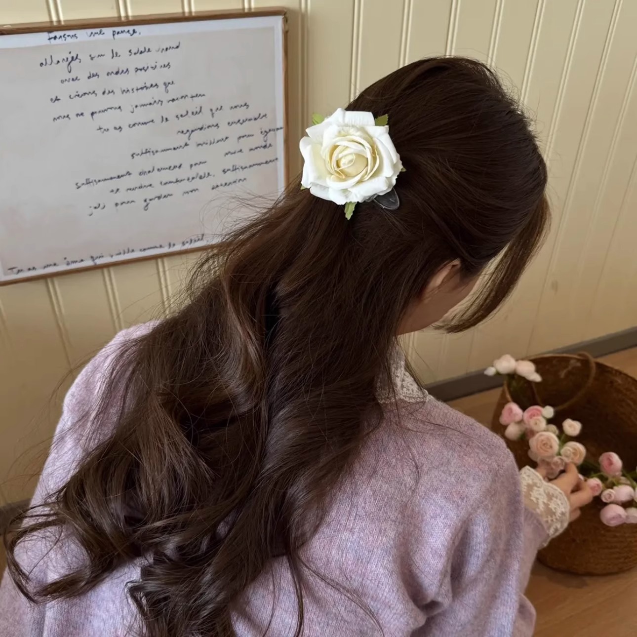 Romántico coreano rosa broca de pato broca de cabello de mujer grande primavera y verano sensación de atmósfera broca de cabeza media tarjeta de cabello