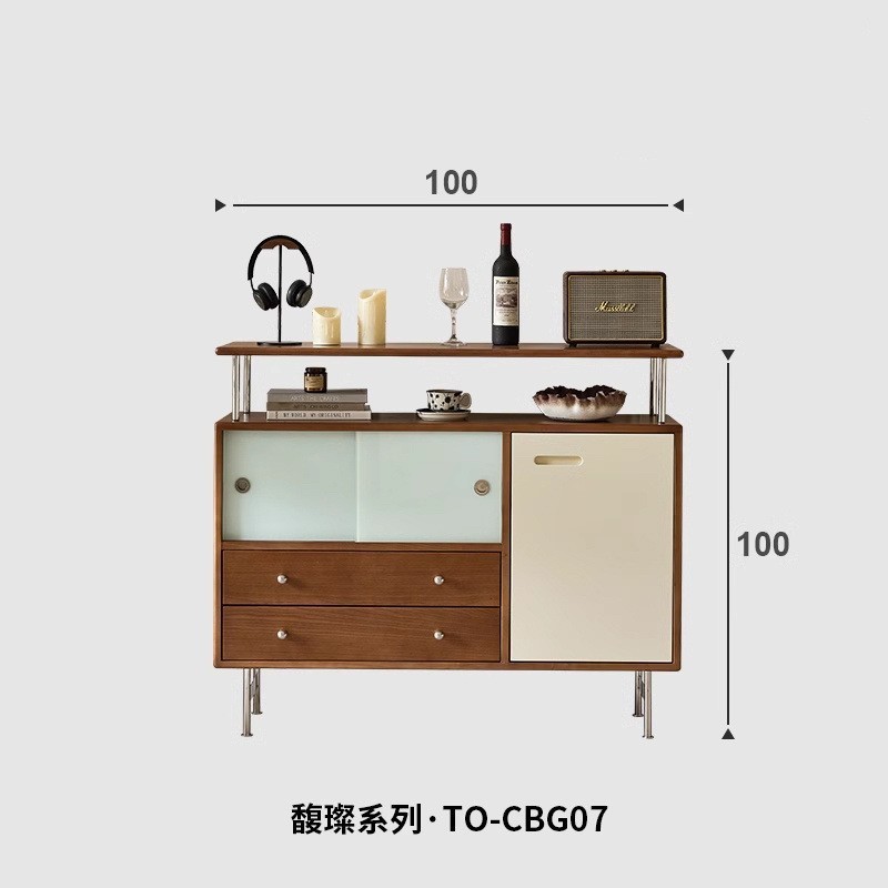 复古实木餐边柜中古风樱桃木一体靠墙客厅储物柜收纳玄关柜|undefined