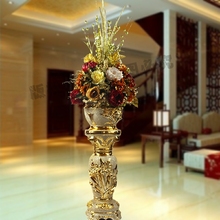 落地仿真花 欧式插花套装 罗马柱盆牡丹玫瑰大型落地装饰花摆件