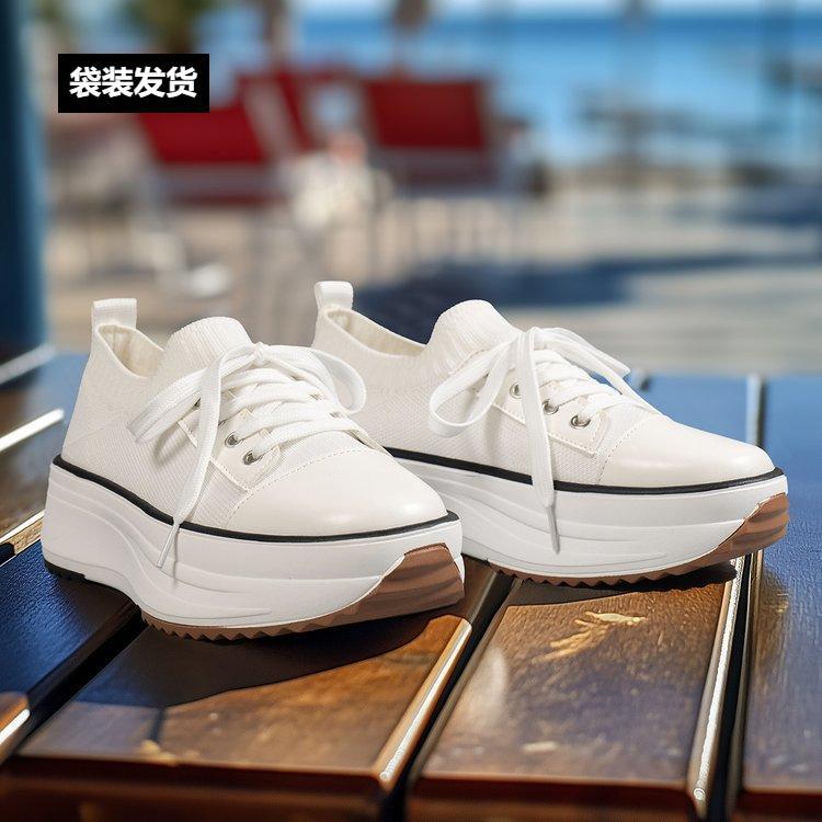 跨境外贸大码2024秋季新款时尚休闲低帮飞织外穿单鞋女运动休闲鞋