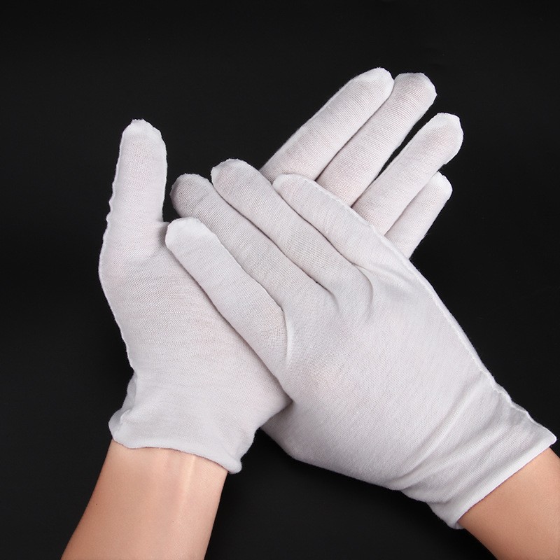 白手套礼仪纯棉文玩劳保防滑耐磨工作检查作业手套白色汗布棉手套