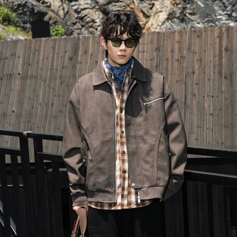 Autumn retro polyurethane water repellent jacket for leisure