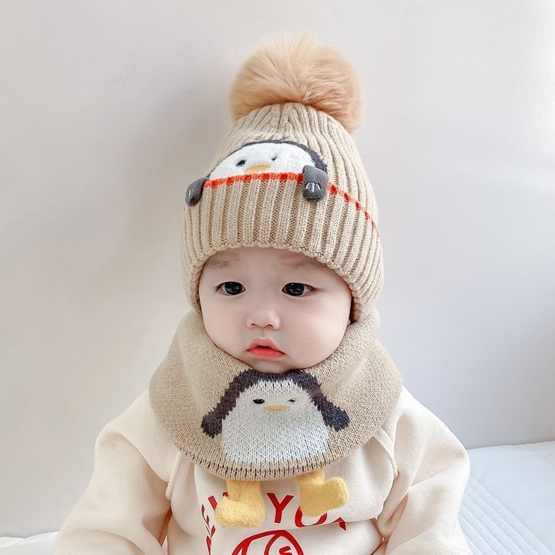 中の子供の帽子のマフラーのセットの男の子の女の子の冬の保温の純綿の中の毛糸の帽子の赤ちゃんの2つのセットの帽子|undefined