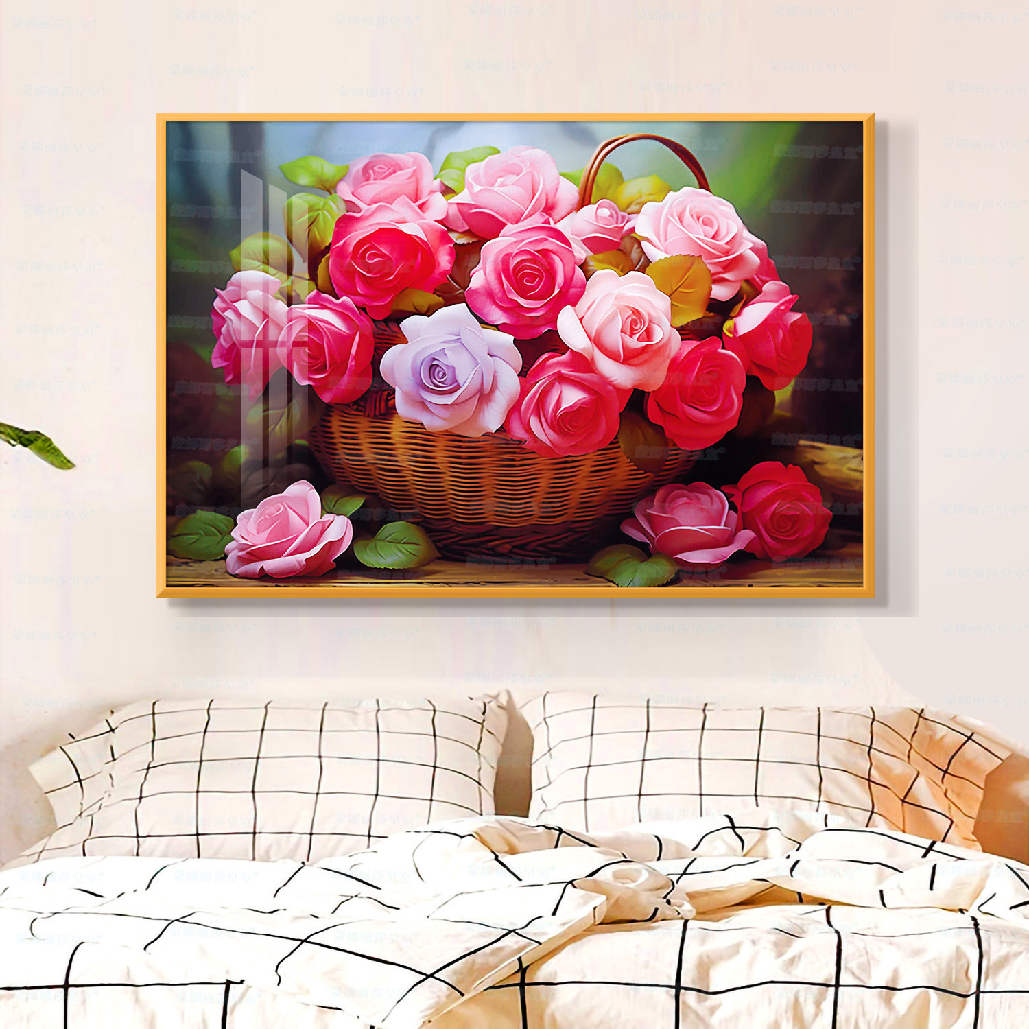 Mona Lisa real bordado cruzado una cesta de rosas actualizada nueva decoración floral simple bordado a mano image 4