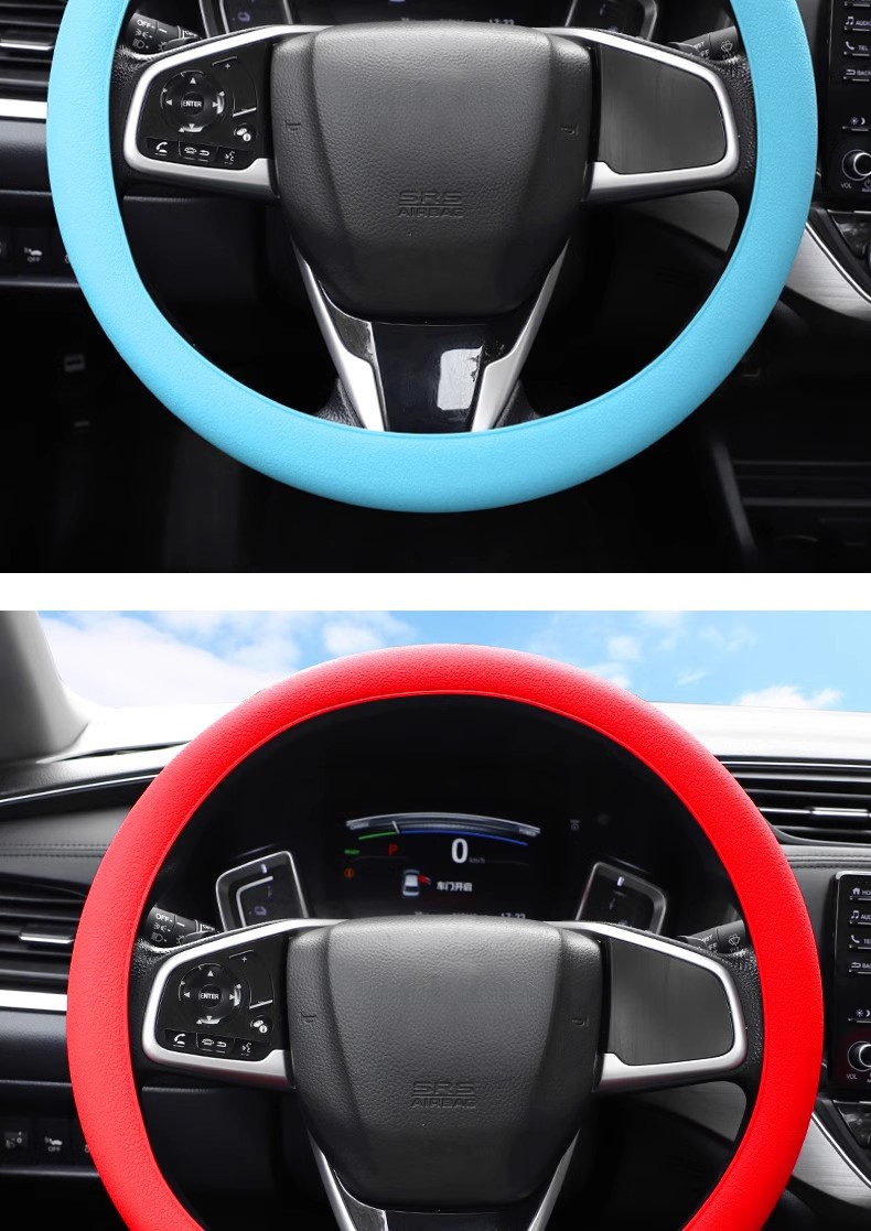 Carefully Selected Silicone Steering Wheel Cover for All Seasons, Summer Sweat-Absorbent and Anti-Slip, Simple Car Steering Wheel Protective Cover