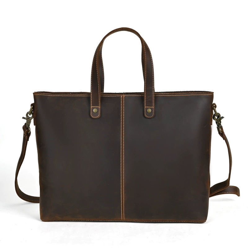Retro handheld capacious universal one-shoulder bag, shoulder bag, European style, genuine leather