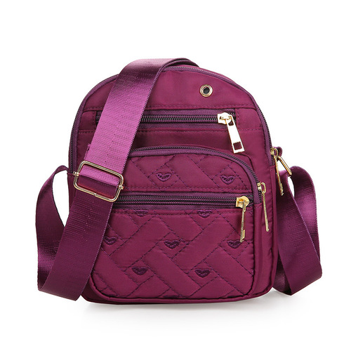 Shoulder bag for women, Oxford cloth and nylon, suitable for middle-aged and elderly women, small bag for mothers to buy vegetables, mobile phone bag, tall model