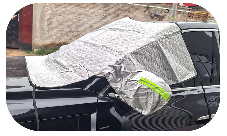 Thickened three-piece five-magnet half-cover car snow shield, car snow and frost protection front windshield cover