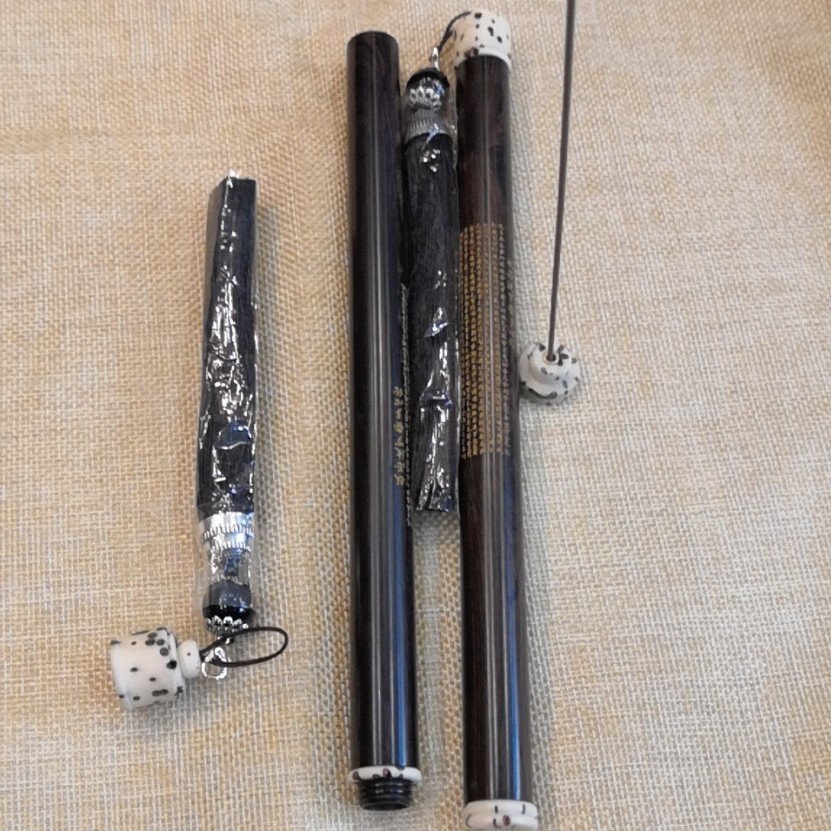 沉香檀香线香卧香佛香包装香筒 黑檀木可携带吊穗心经线香包装管