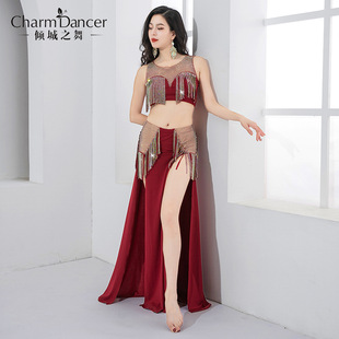 Qingcheng Dance Original Belly Dance Costume 2024 Double Split Leg Long Light Luxury Belly Dance Practice Clothes Performance Clothes