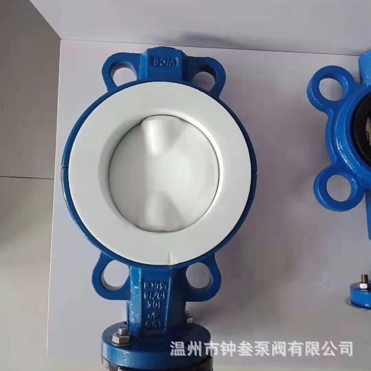 D371F46-10P 化工防腐手动涡轮衬四氟蝶阀 不锈钢衬氟对夹式蝶阀