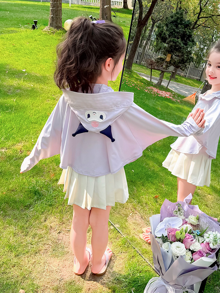 Ropa de protección solar con capucha para niñas verano 2025 nuevo estilo para niños, ropa de protección solar de verano delgada para niñas