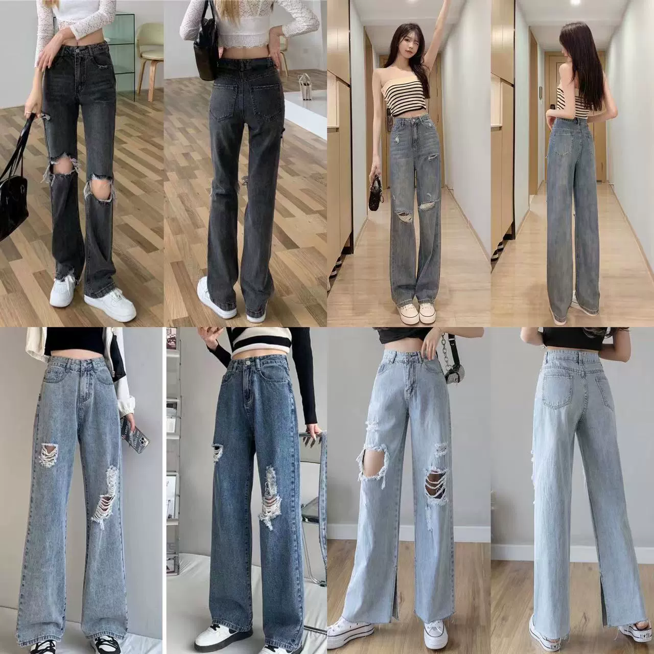 Джинсовые брюки женские хвостовые товары Разное Shahe три линии оптом в прямом эфире физические поставки весенне-летние широкие брюки с высокой талией
