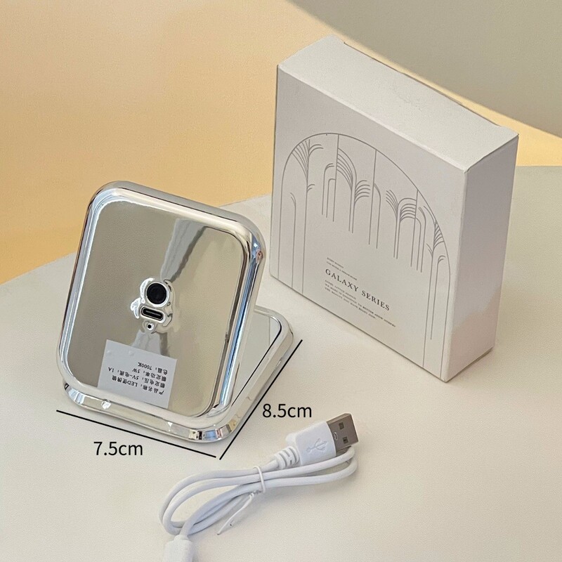 ライト付き化粧鏡、ポータブル小型ミラー、家庭用ドレッシングテーブル、デスクトップミニ折りたたみミラー|undefined