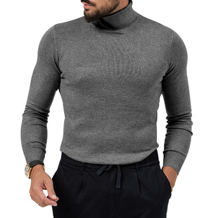2025 Autumn and Winter New High Elastic High Collar Knitted Cashmere Sweater Thickeneded Young Men's Warm Base Layer