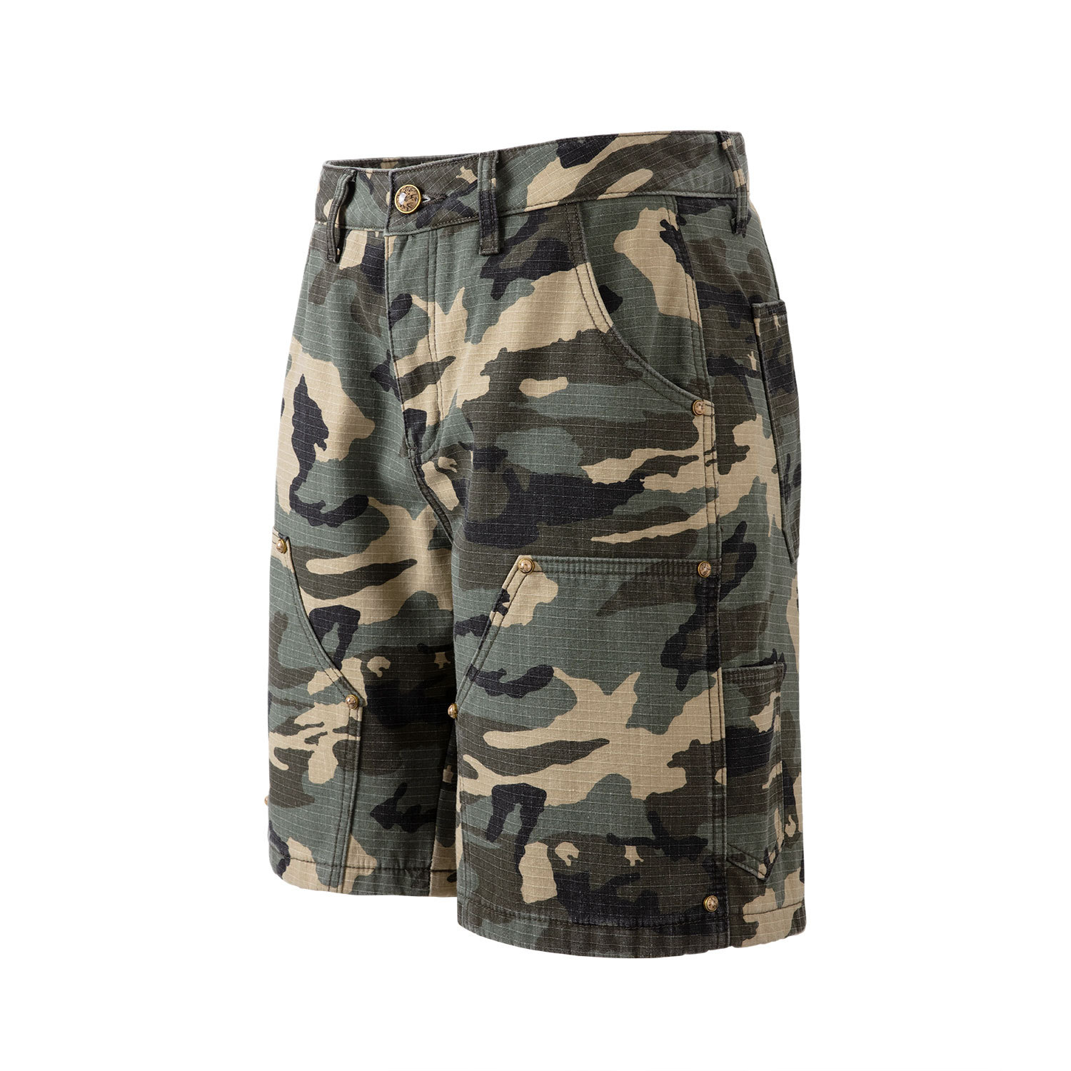 European and American High Street Ins Yellow and Green Camouflage Cargo Shorts Men's Summer Trendy Brand Loose Wide-Leg Logging Pants