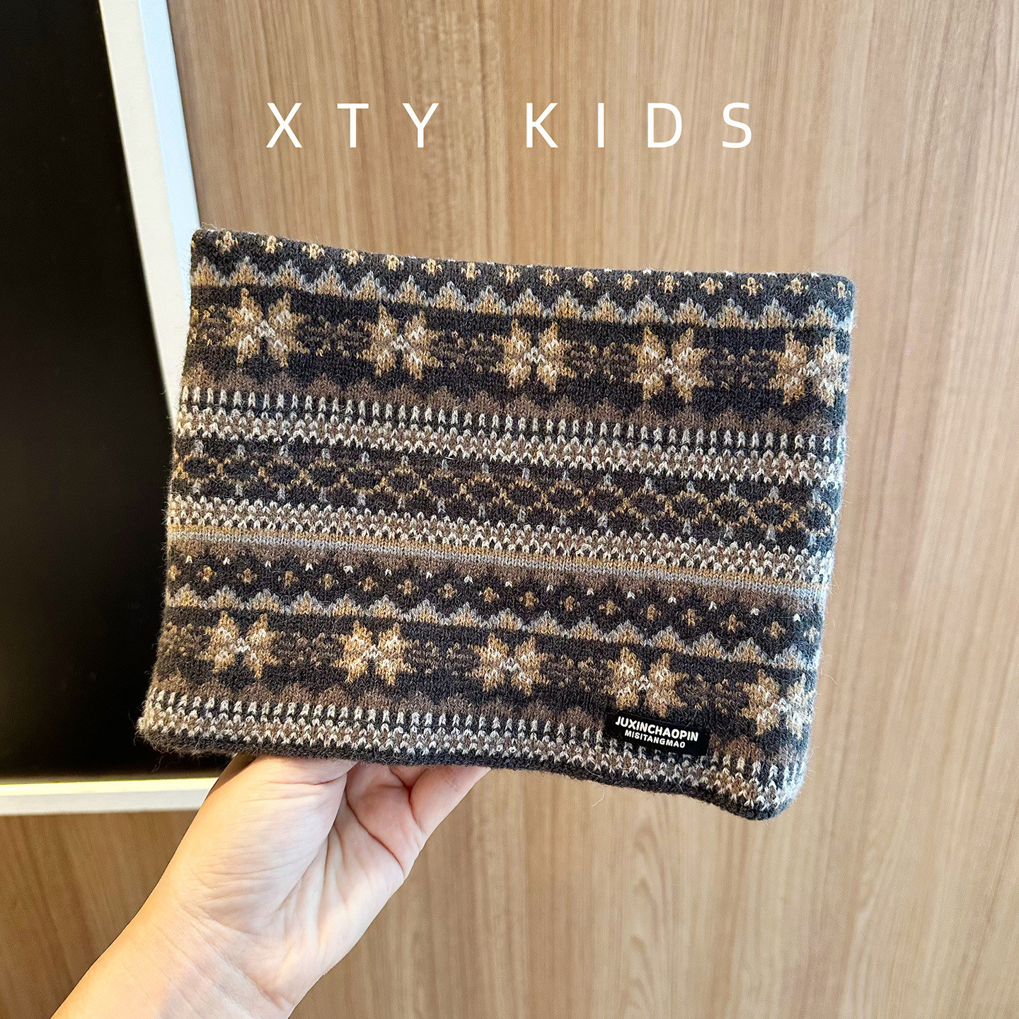 Cuello para niños invierno grueso calentamiento lana tejo cuello colgar máscara de orejas protectoras de viento bufandas de moda