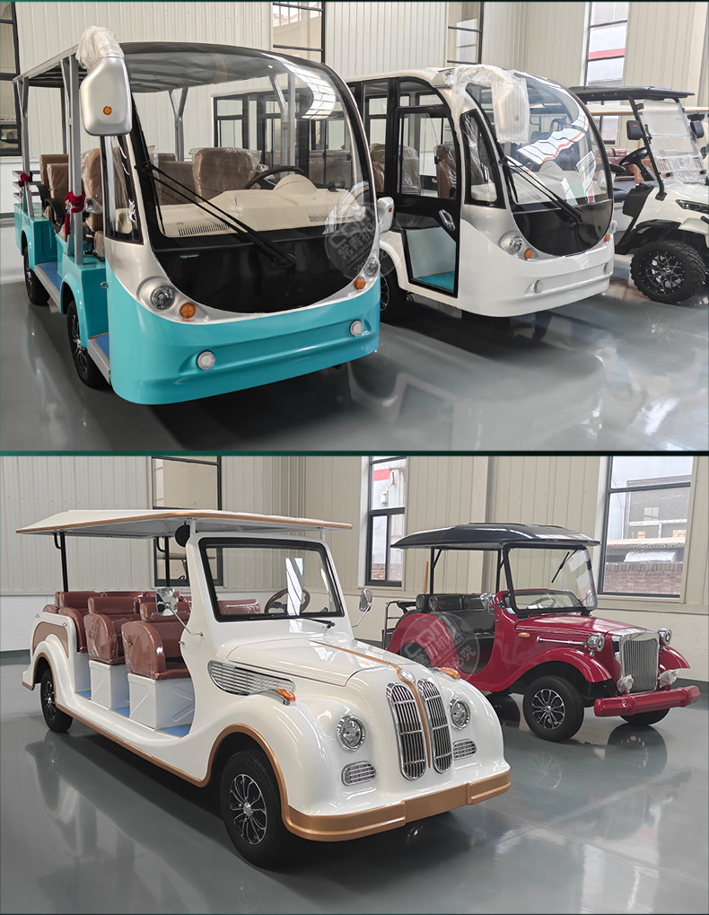 Electric golf cart, tourist attraction sightseeing vehicle, real estate property hotel reception shuttle vehicle, electric sightseeing vehicle