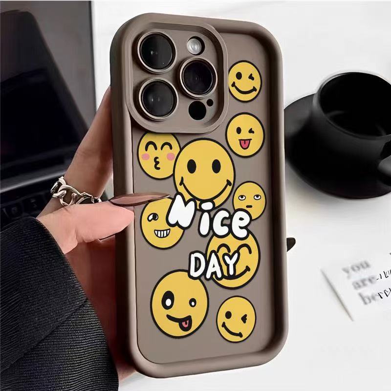 Muchas caras sonrientes en Europa y América son adecuadas para la carcasa del teléfono iphone16pro Apple 15 anti-caída 14/13promax nuevo 12
