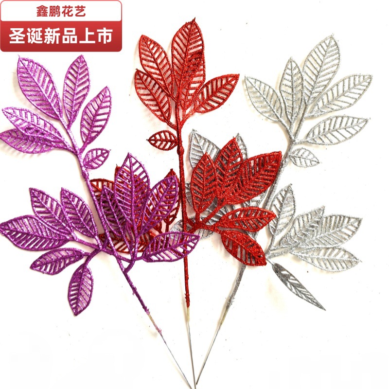 S / O transfronterizo nuevo polvo de oro de Navidad decoración para el hogar plástico árbol de Navidad 36cm de polvo de oro hojas de mango