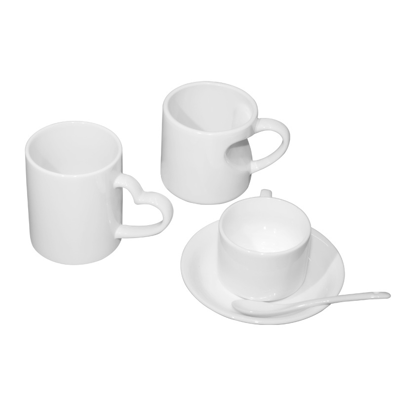 Taza de agua de cerámica blanca con capa creativa de transferencia de calor, taza de regalo con logotipo personalizable, taza de café y té con esmalte de color