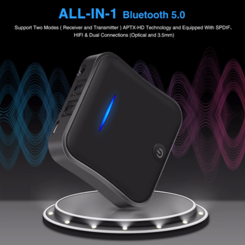 Transmisor de fibra óptica receptor Bluetooth 2-en-1 CSR8675 HD sin pérdida de calidad de sonido amplificador de coche