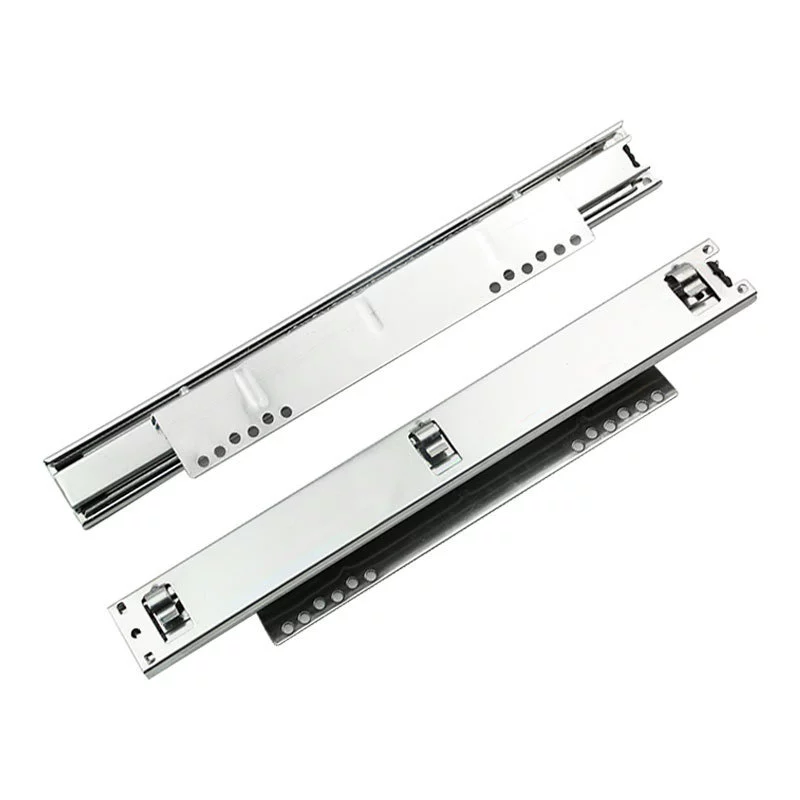 Cabinet pull-basket slide rail side-mounted adjustable three-section pull-basket slide rail 45 wide three-fold damping pull-basket track guide