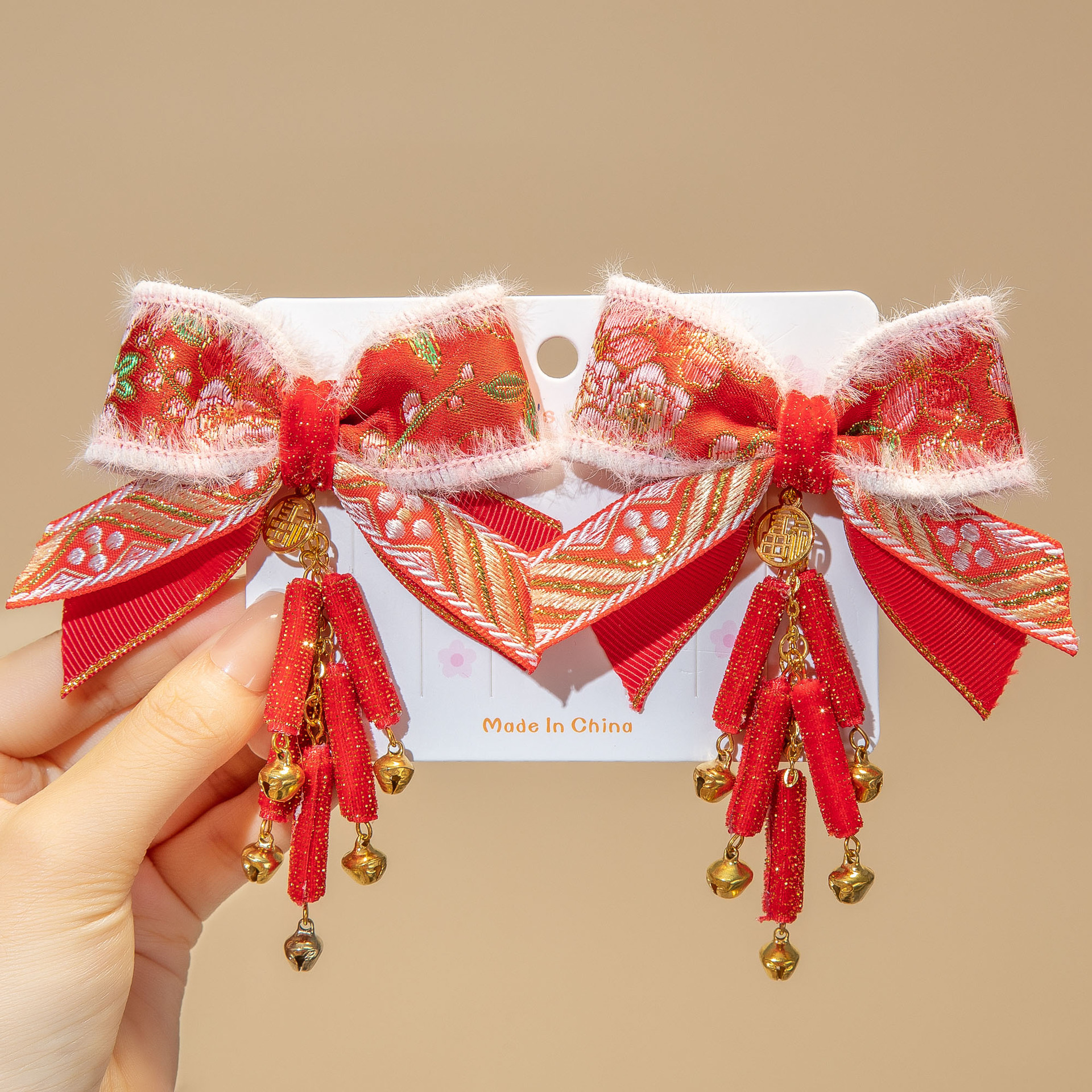 Año Nuevo horquilla accesorios para el cabello de los niños Hanfu estilo antiguo borla arco horquilla niña bebé peluca trenza cabeza Accesorios