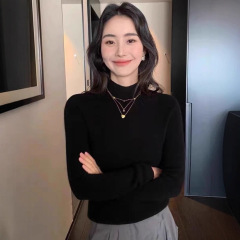 洋气纯色半高领修身内搭打底毛衣女装春秋2025新款正肩长袖针织衫