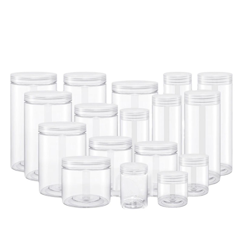Botellas de boca ancha transparentes de PET para alimentos, frascos sellados para refrigerios, recipientes para té y frutos secos, botellas vacías de plástico para dispensar, venta al por mayor