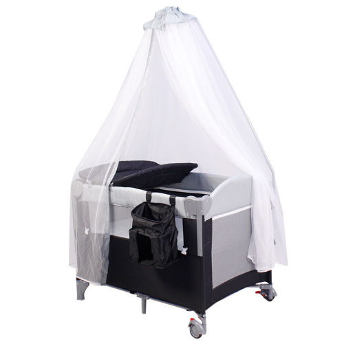 Multi-functional baby bed, modular large bed, portable and foldable baby crib with diaper changing station, mosquito net, bedside bed