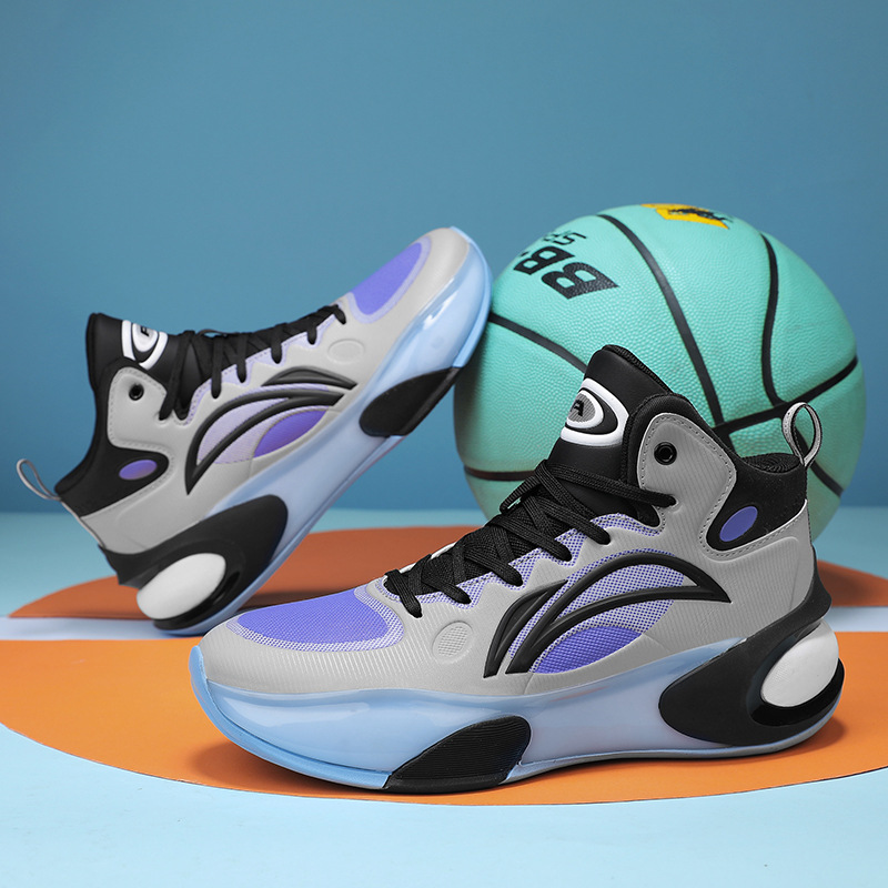 Zapatillas de baloncesto de microfibra Yushuai 17, cojín de aire de combate real juvenil, rebote de absorción de impactos, calzado deportivo profesional resistente al desgaste para estudiantes de secundaria, hombres