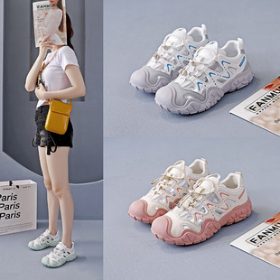 Women's Shoes Hollow Sports Shoes 2025 Summer New Breathable Mesh Sports Dad Shoes St-Zsld01