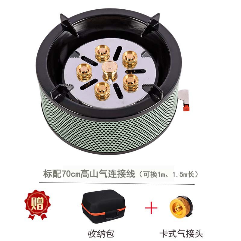 Estufa de seis estrellas al aire libre para acampar, portátil, ahorro de energía, a prueba de viento, tipo de tarjeta de alta potencia, gas de alta montaña, estufa de gas