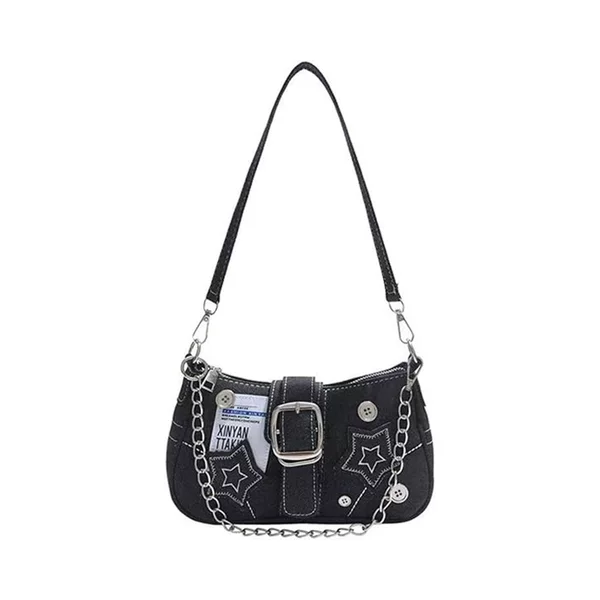 Star Denim Armpit Bag, High-End Sexy Fashion Niche Design, Crescent Bag, Handbag, Chain Bag
