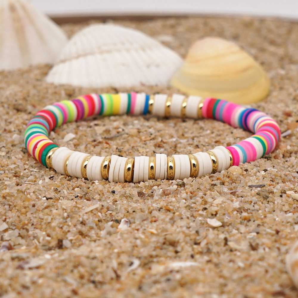 1 Piece Fashion Color Block Stainless Steel Soft Clay Beaded Women's Bracelets display picture 4