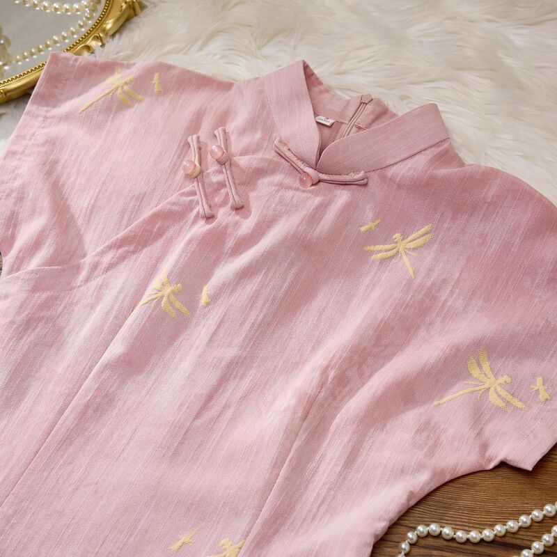 Summer Cheongsam New Chinese-Style Improved Pink Dress Young Lady Style Daily Retro 2026 New Model Dress Summer Cheongsam New Chinese-Style Improved Pink Dress Young Lady Style Daily Retro 2026 New Model Dress