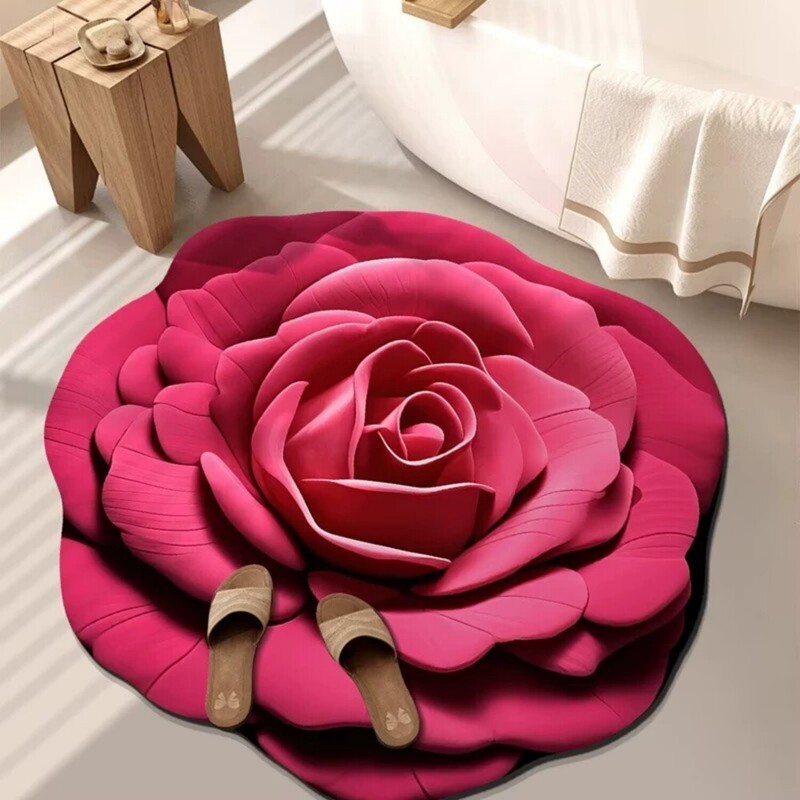 Retro Floral Diatomaceous Earth Floor Mat for Home Bathroom Entrance, Water-Absorbent, Quick-Drying, Dirt-Resistant, Non-Slip Foot Mat