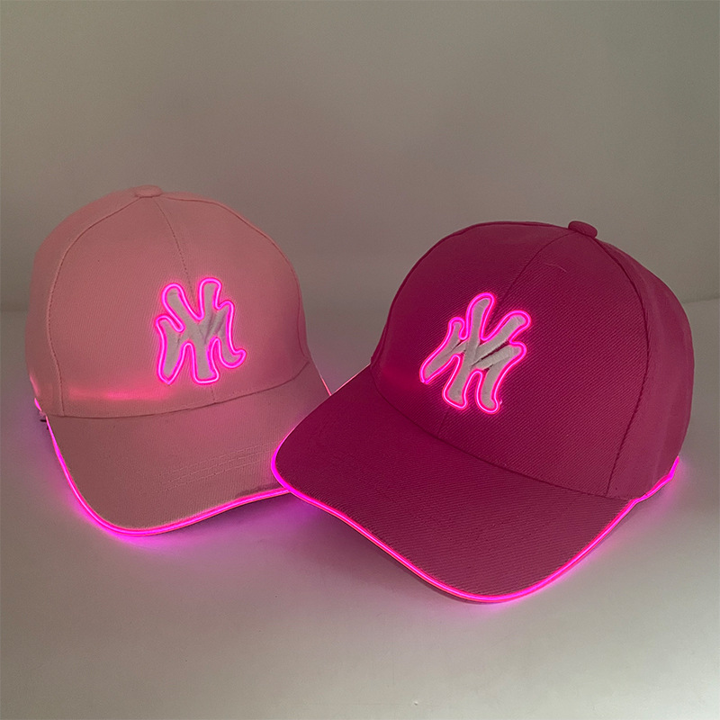 Nuevas letras bordadas LED luminoso MY sombrero de béisbol sombrero de ocio sombrero de sol deportivo al aire libre sombrero de moda luminoso