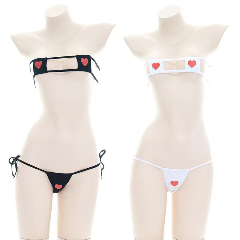 Flaming Sex Lingerie Sexy Three-point Love Embroidered suit Mini Bikini Lace-up Bra Panties Pajamas