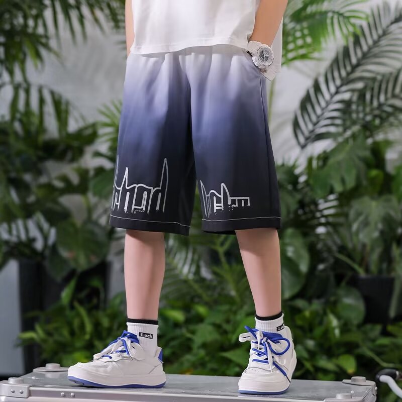 Boys' Shorts Summer Thin Beach Pants Children's Quick-drying Five-point Pants Big Children's Ice Silk Pants Teenagers Trendy Pants